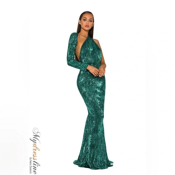 Portia & Scarlett PS2045 Emerald Green Sequin Gown